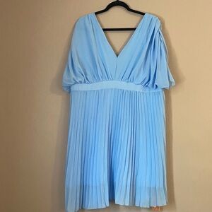 SHEIN SXY Light Blue V-Neck Pleated Mini Dress 2XL (16)